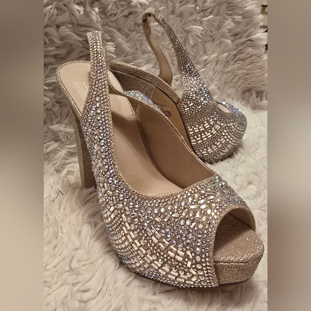 Elegant Rhinestone Embellished Slingback Heels